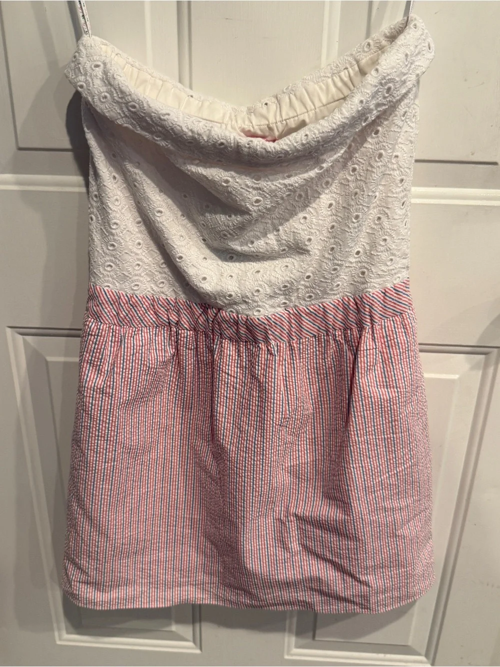 Lilly Pulitzer Esmerelda Worth Blue Ahoy Seersucker Strapless Dress NWT - Picture 2 of 6
